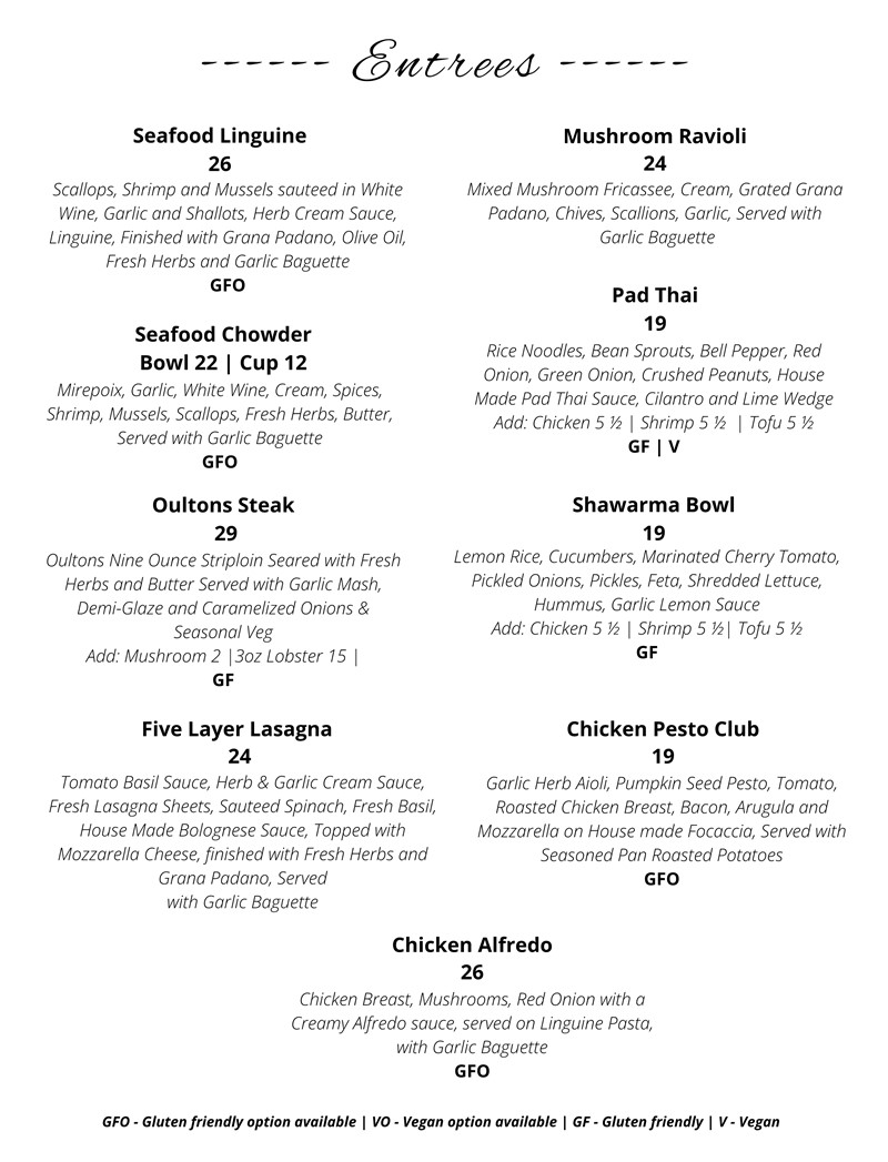 Main Menu & Specials